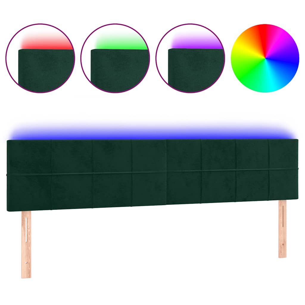 LED uzglavlje tamnozeleno 180x5x78/88 cm baršunasto