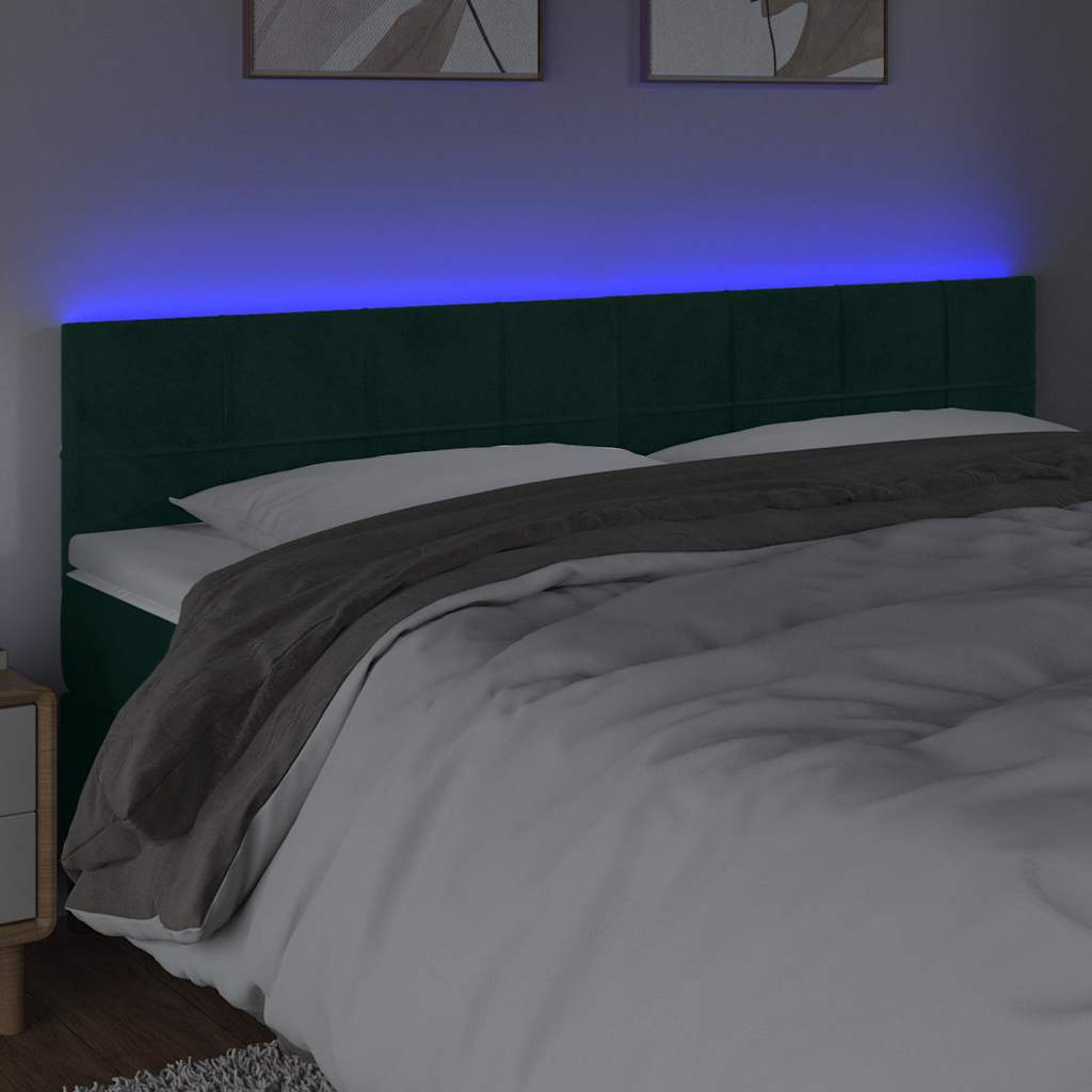 LED uzglavlje tamnozeleno 180x5x78/88 cm baršunasto