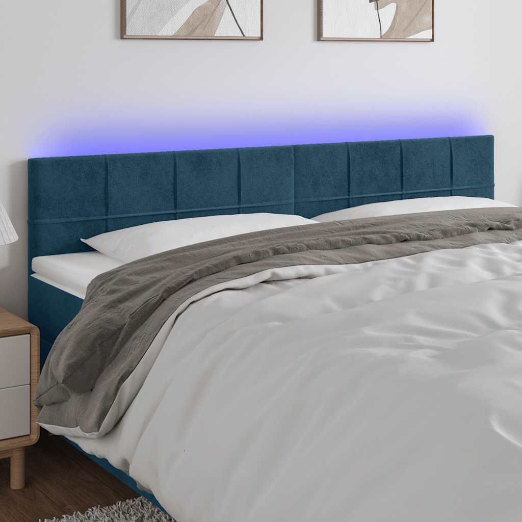 LED uzglavlje tamnoplavo 180x5x78/88 cm baršunasto