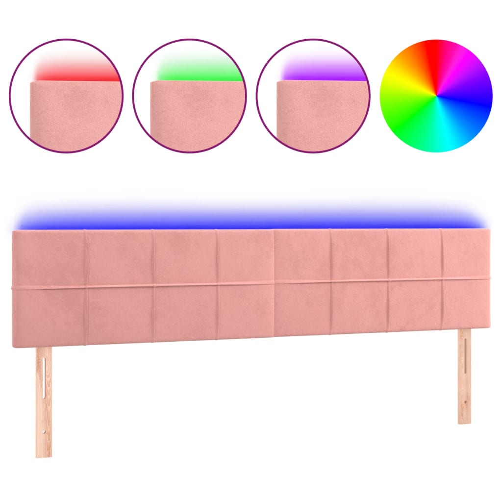 LED uzglavlje ružičasto 180x5x78/88 cm baršunasto