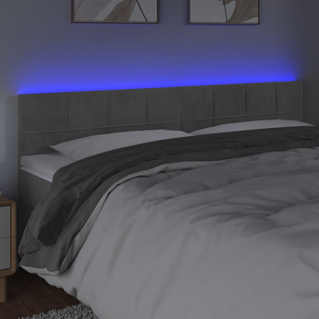 LED uzglavlje svjetlosivo 200x5x78/88 cm baršunasto