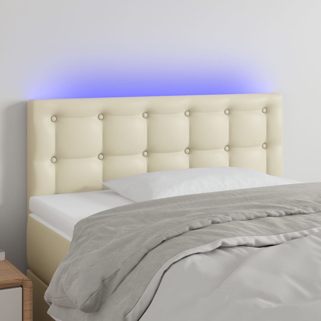 LED uzglavlje krem 90 x 5 x 78/88 cm od umjetne kože