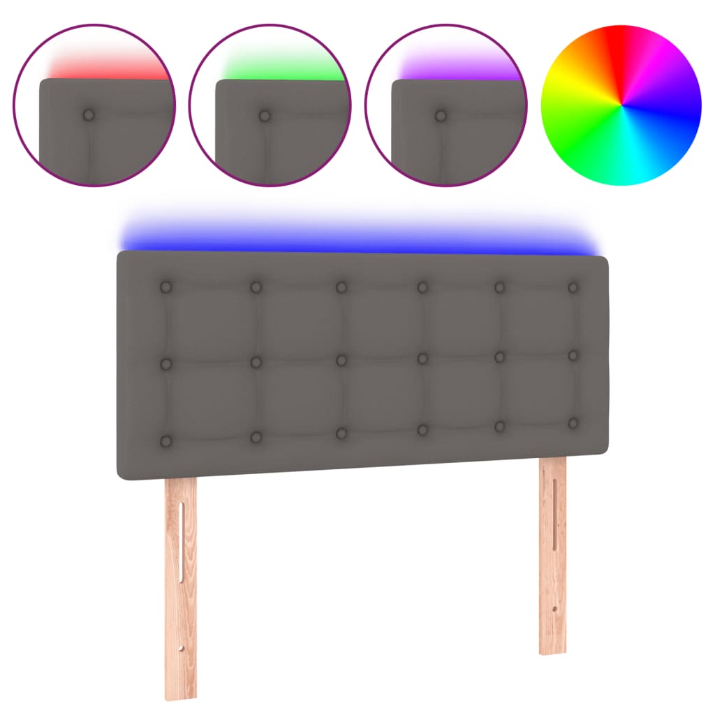 LED uzglavlje sivo 100 x 5 x 78/88 cm od umjetne kože