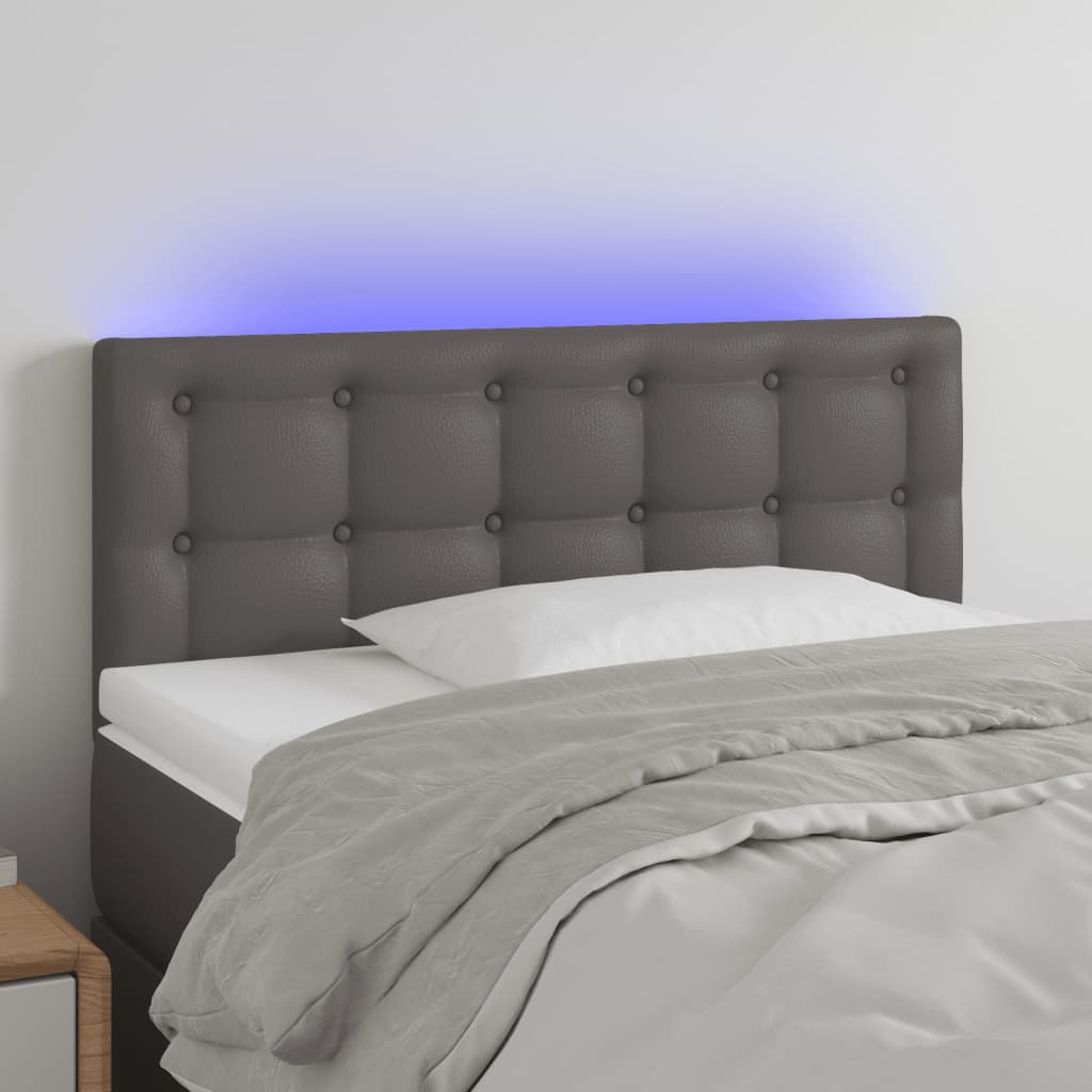 LED uzglavlje sivo 100 x 5 x 78/88 cm od umjetne kože