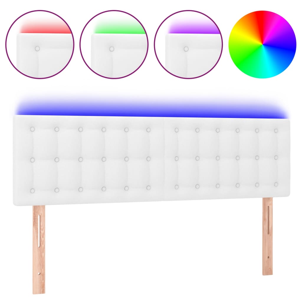 LED uzglavlje bijelo 144 x 5 x 78/88 cm od umjetne kože