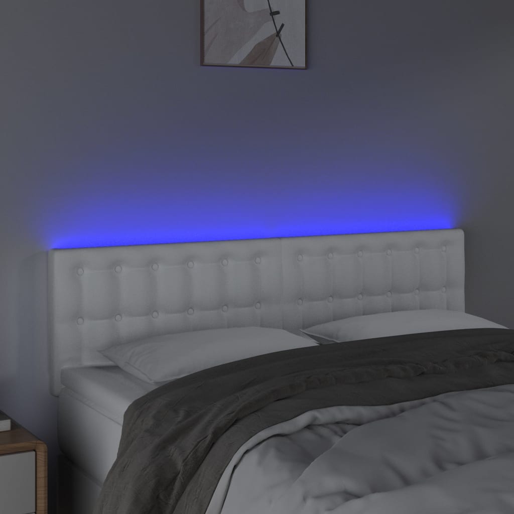 LED uzglavlje bijelo 144 x 5 x 78/88 cm od umjetne kože