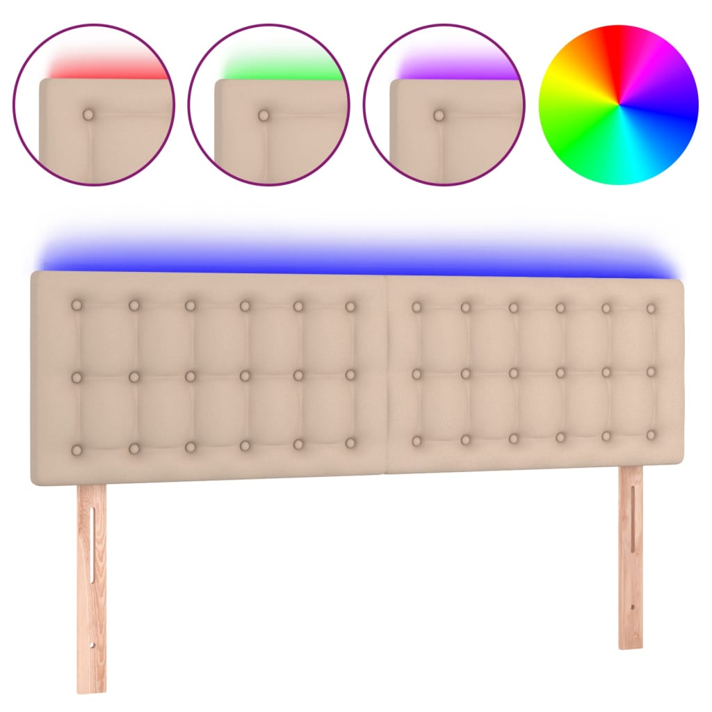 LED uzglavlje boja cappuccina 144 x 5 x 78/88cm od umjetne kože