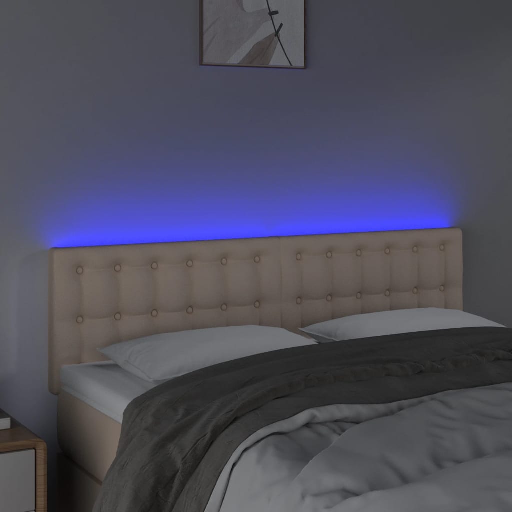 LED uzglavlje boja cappuccina 144 x 5 x 78/88cm od umjetne kože