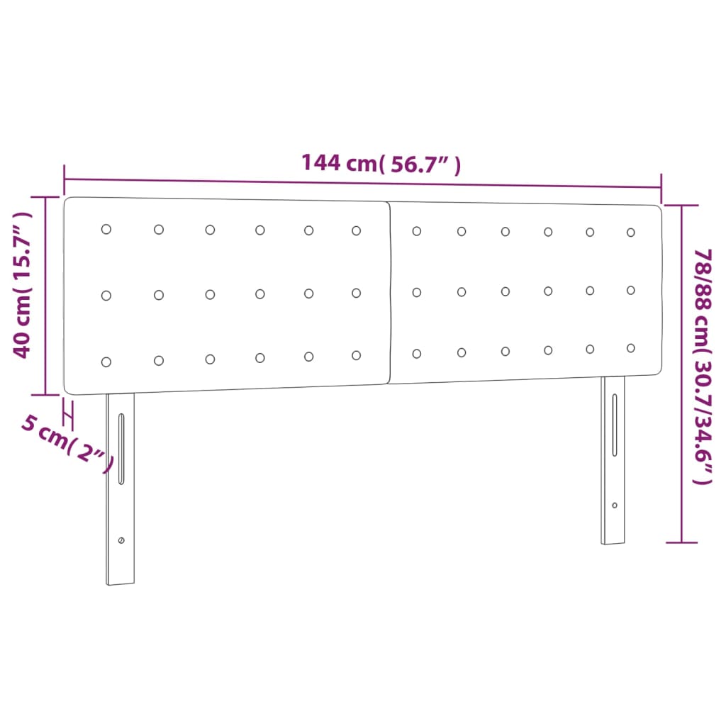 LED uzglavlje boja cappuccina 144 x 5 x 78/88cm od umjetne kože