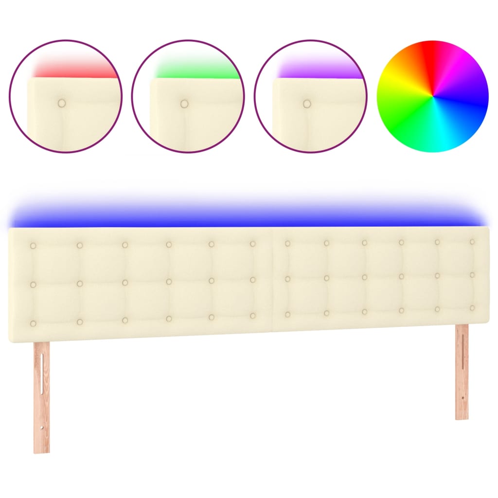 LED uzglavlje krem 160 x 5 x 78/88 cm od umjetne kože