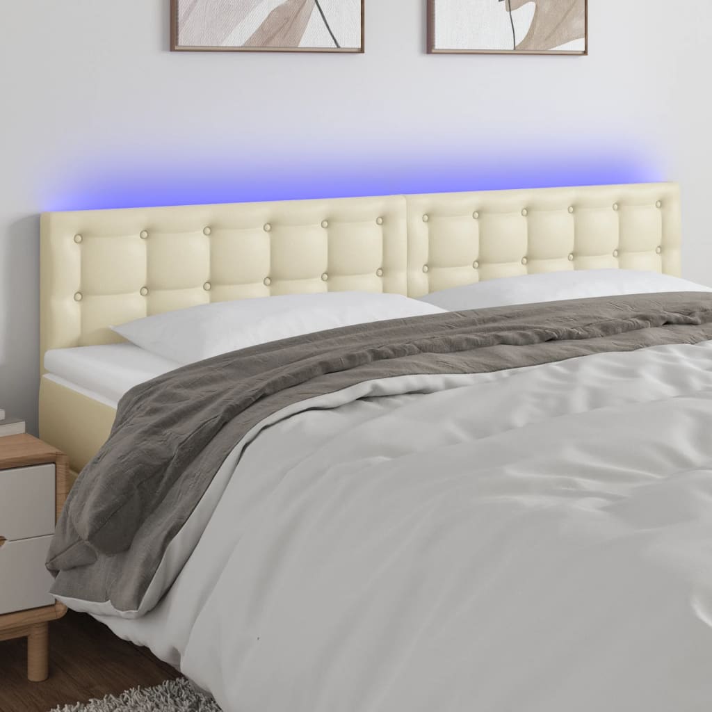LED uzglavlje krem 160 x 5 x 78/88 cm od umjetne kože