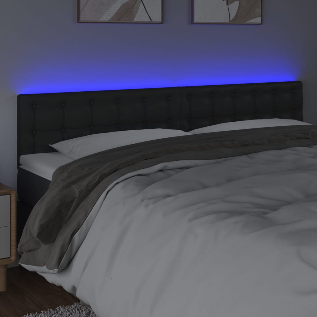 LED uzglavlje crno 180 x 5 x 78/88 cm od umjetne kože