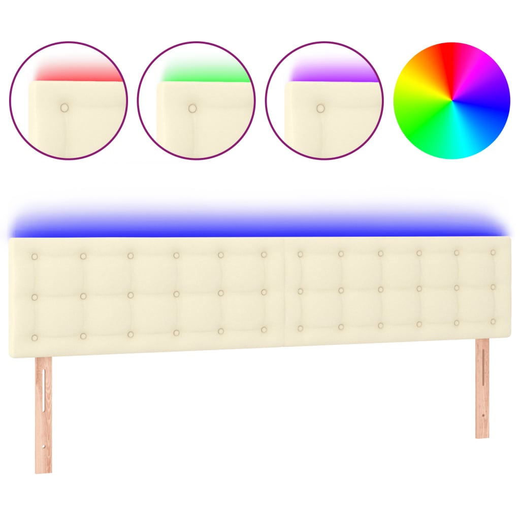 LED uzglavlje krem 180 x 5 x 78/88 cm od umjetne kože