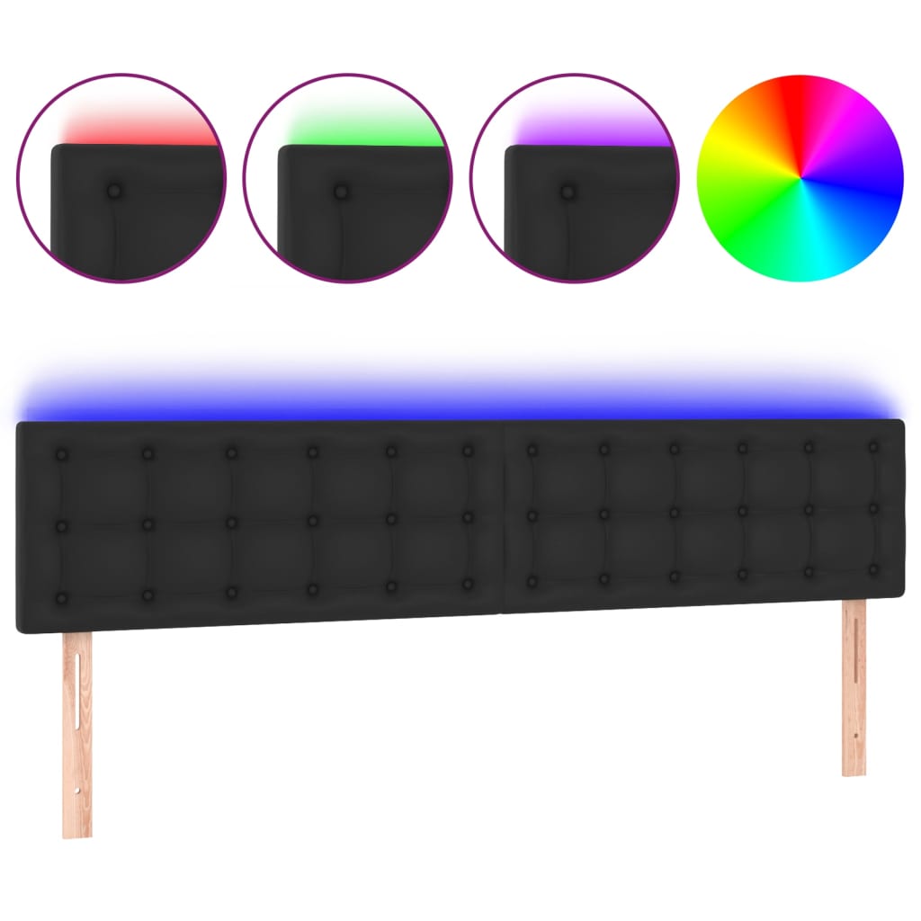 LED uzglavlje crno 200 x 5 x 78/88 cm od umjetne kože