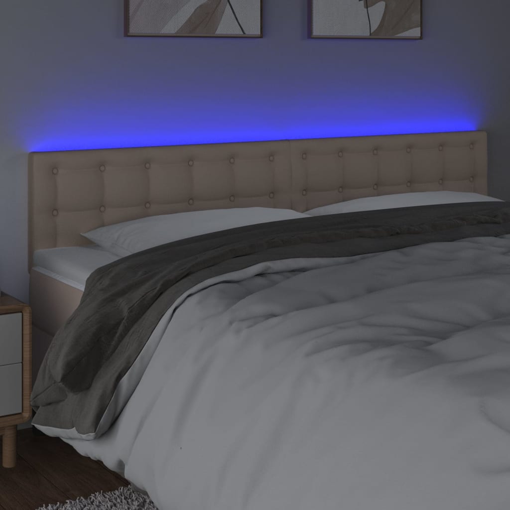 LED uzglavlje boja cappuccina 200 x 5 x 78/88cm od umjetne kože