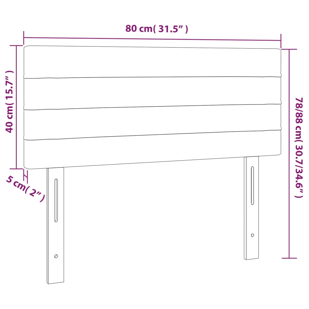 LED uzglavlje smeđesivo 80 x 5 x 78/88 cm od tkanine