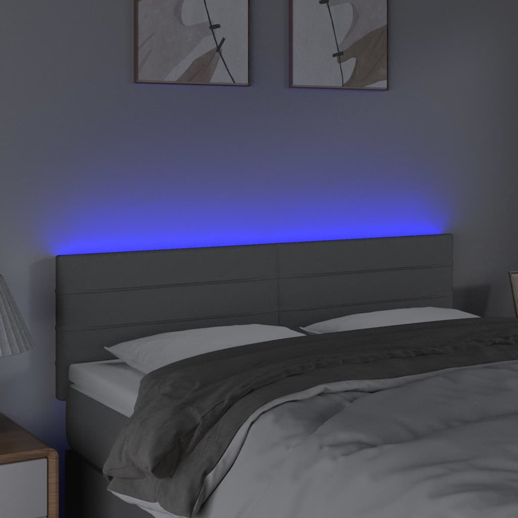 LED uzglavlje svjetlosivo 144 x 5 x 78/88 cm od tkanine
