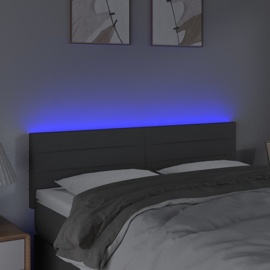 LED uzglavlje tamnosivo 144x5x78/88 cm od tkanine
