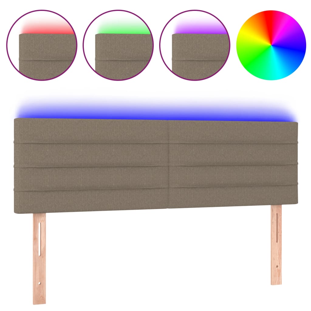 LED uzglavlje smeđesivo 144x5x78/88 cm od tkanine