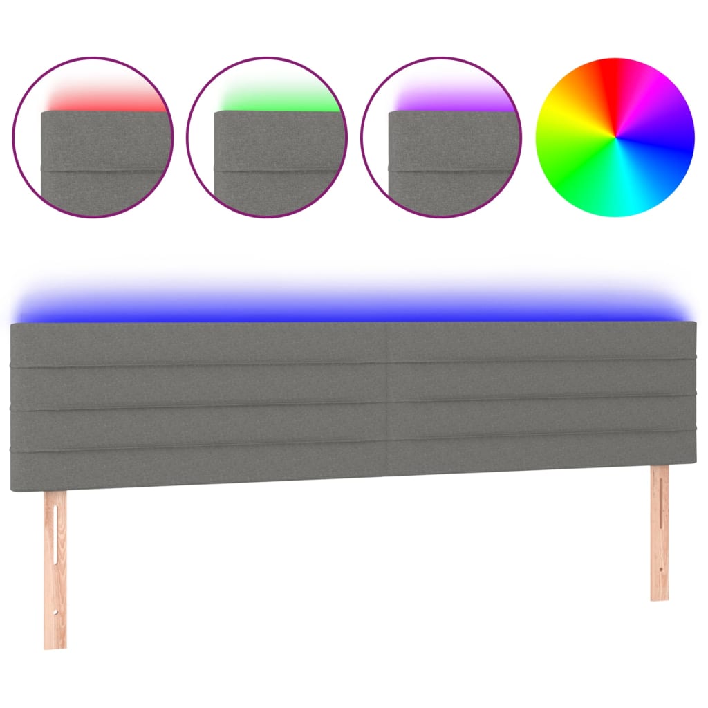 LED uzglavlje tamnosivo 160x5x78/88 cm od tkanine