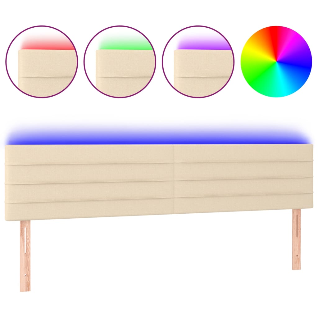 LED uzglavlje krem 160x5x78/88 cm od tkanine