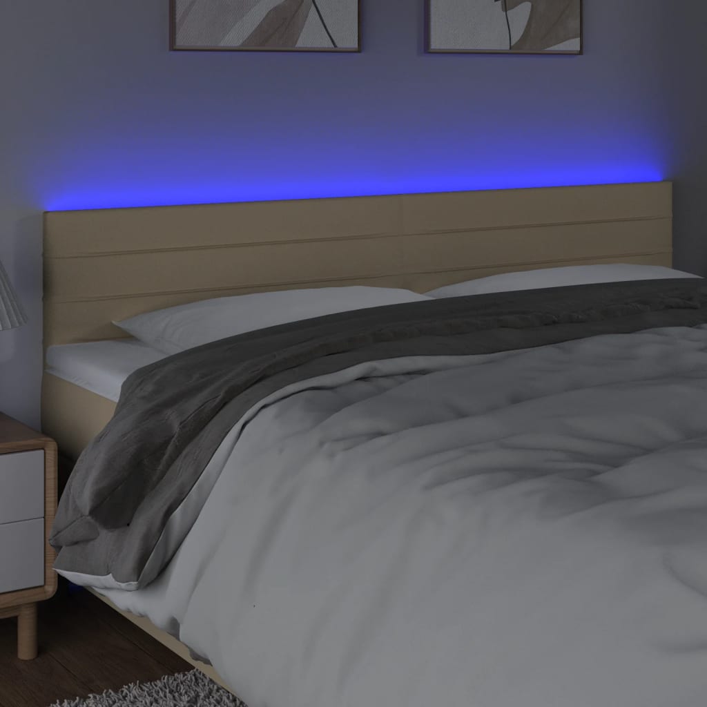 LED uzglavlje krem 160x5x78/88 cm od tkanine