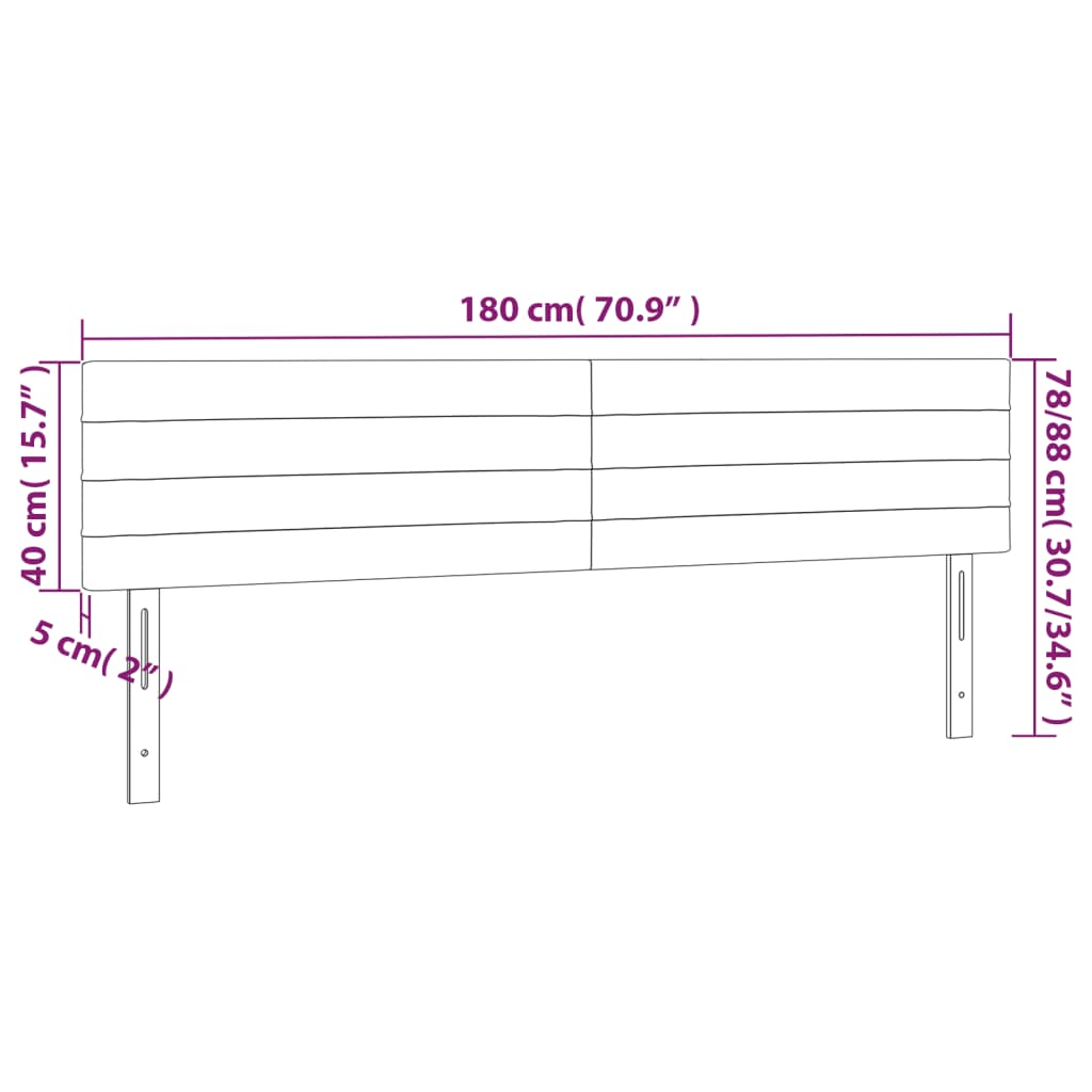 LED uzglavlje krem 180x5x78/88 cm od tkanine