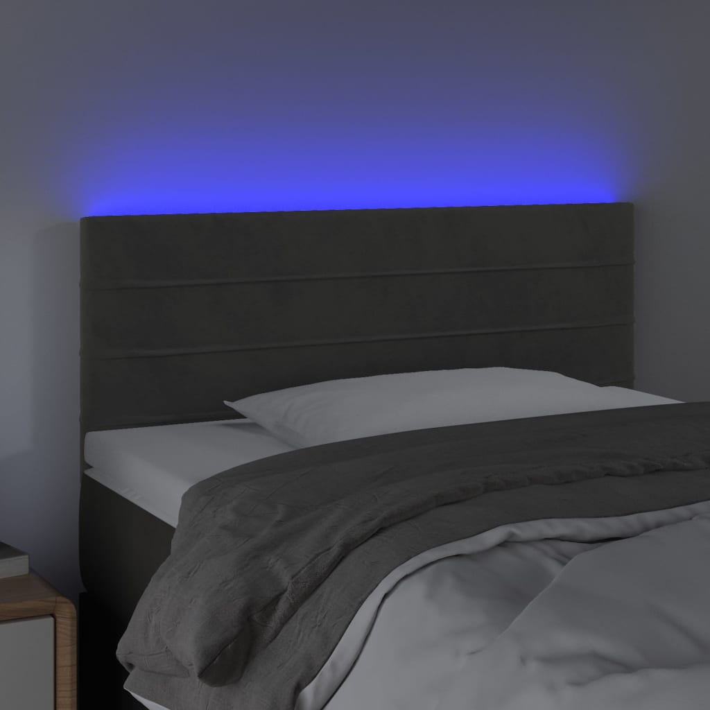 LED uzglavlje tamnosivo 90x5x78/88 cm baršunasto