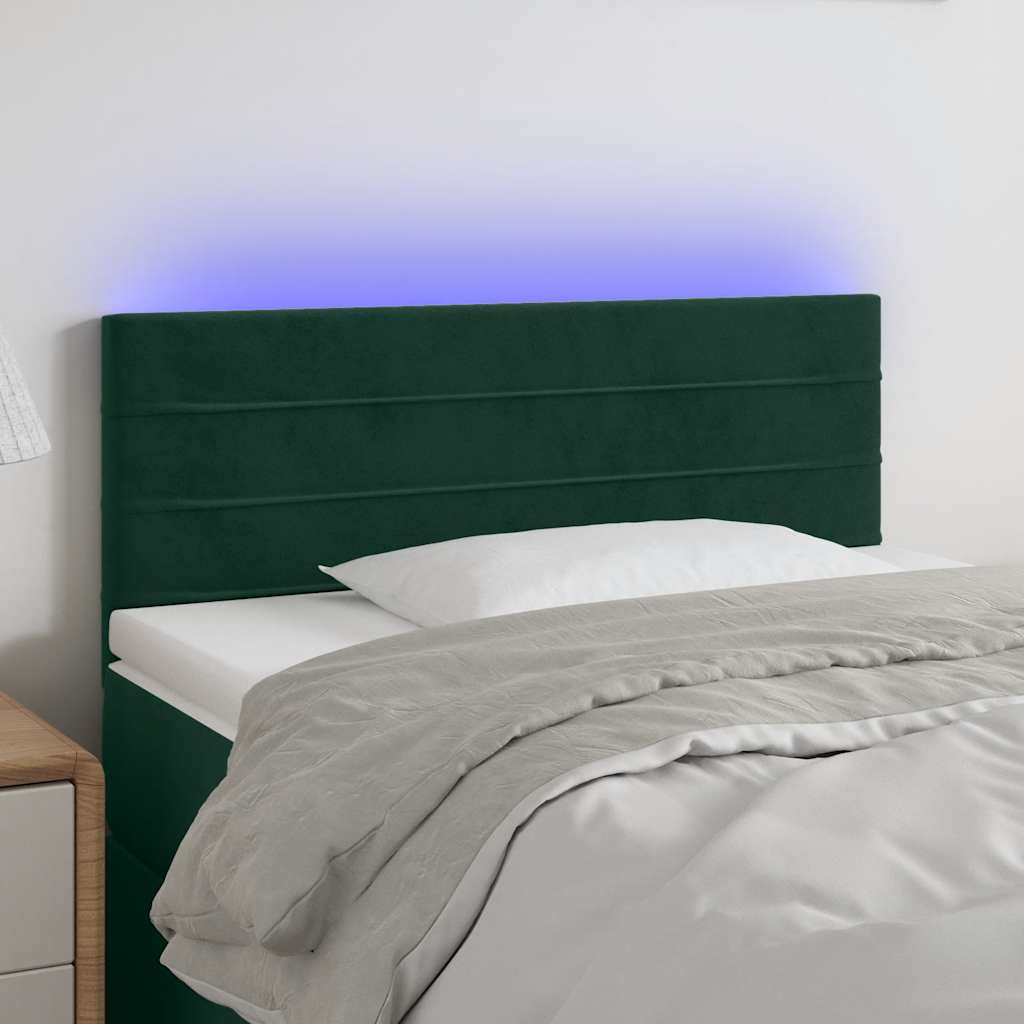 LED uzglavlje tamnozeleno 90x5x78/88 cm baršunasto