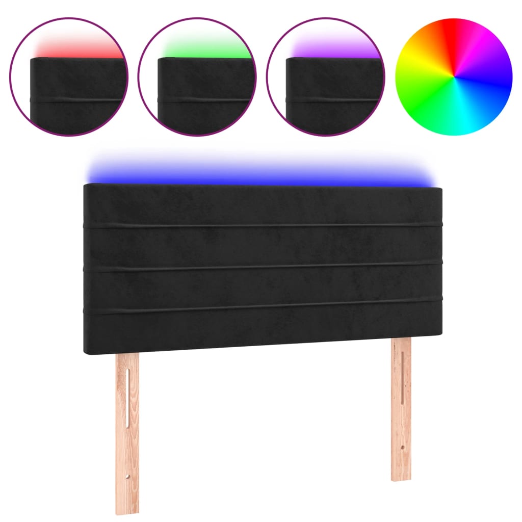 LED uzglavlje crno 100x5x78/88 cm baršunasto