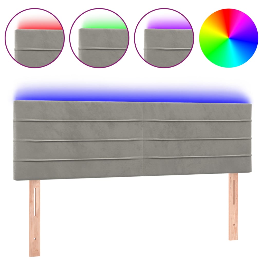 LED uzglavlje svjetlosivo 144x5x78/88 cm baršunasto
