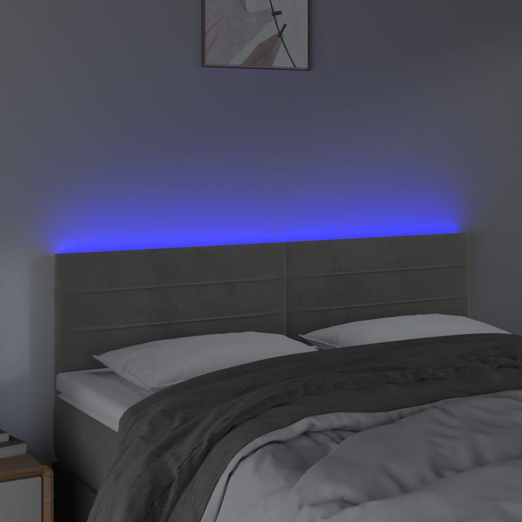 LED uzglavlje svjetlosivo 144x5x78/88 cm baršunasto