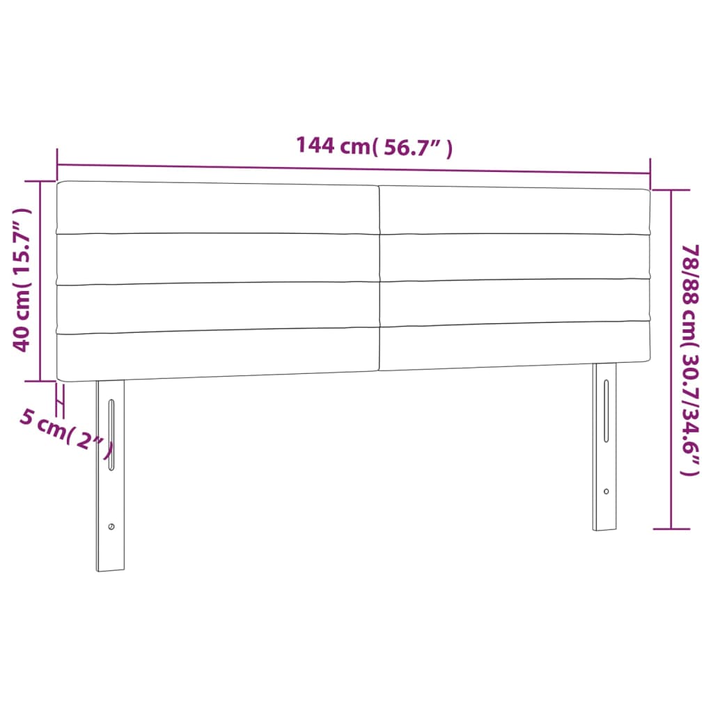 LED uzglavlje svjetlosivo 144x5x78/88 cm baršunasto
