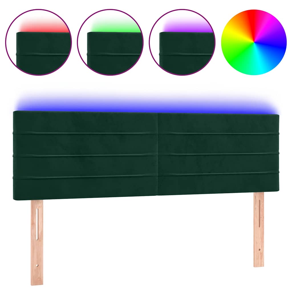 LED uzglavlje tamnozeleno 144x5x78/88 cm baršunasto