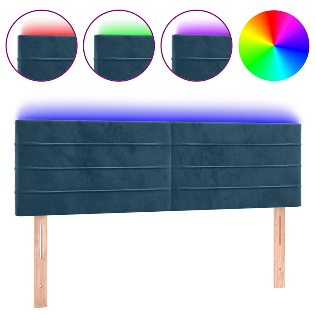 LED uzglavlje tamnoplavo 144x5x78/88 cm baršunasto
