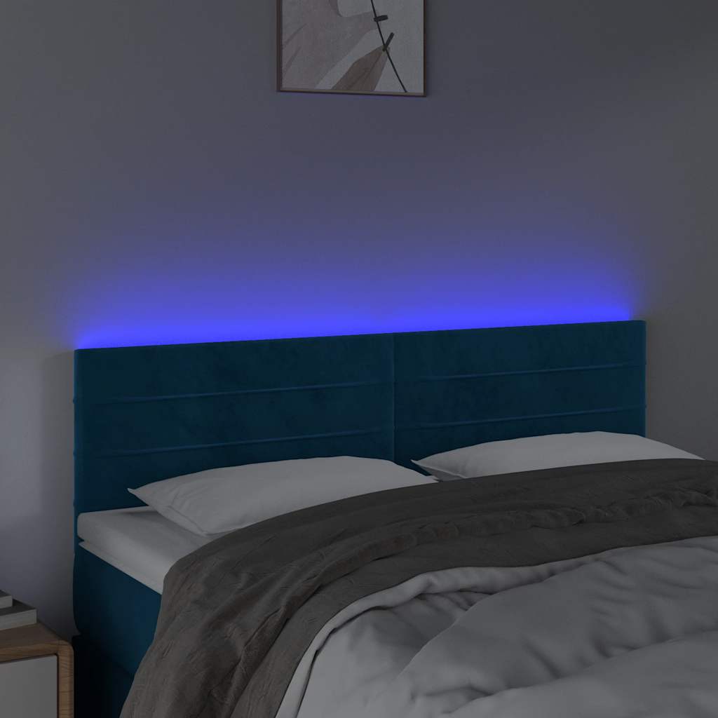 LED uzglavlje tamnoplavo 144x5x78/88 cm baršunasto