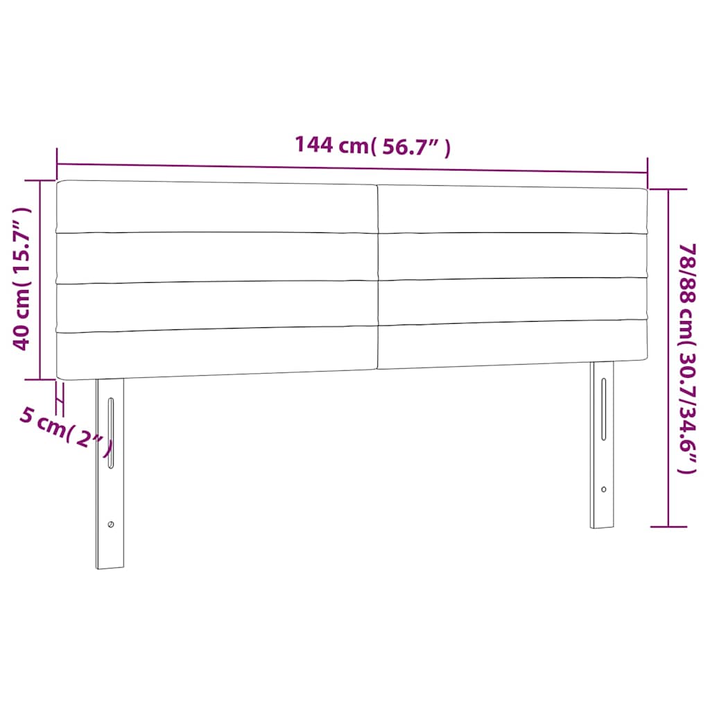 LED uzglavlje tamnoplavo 144x5x78/88 cm baršunasto