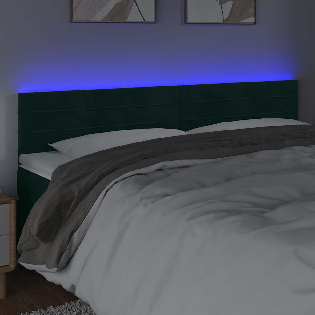 LED uzglavlje tamnozeleno 160x5x78/88 cm baršunasto