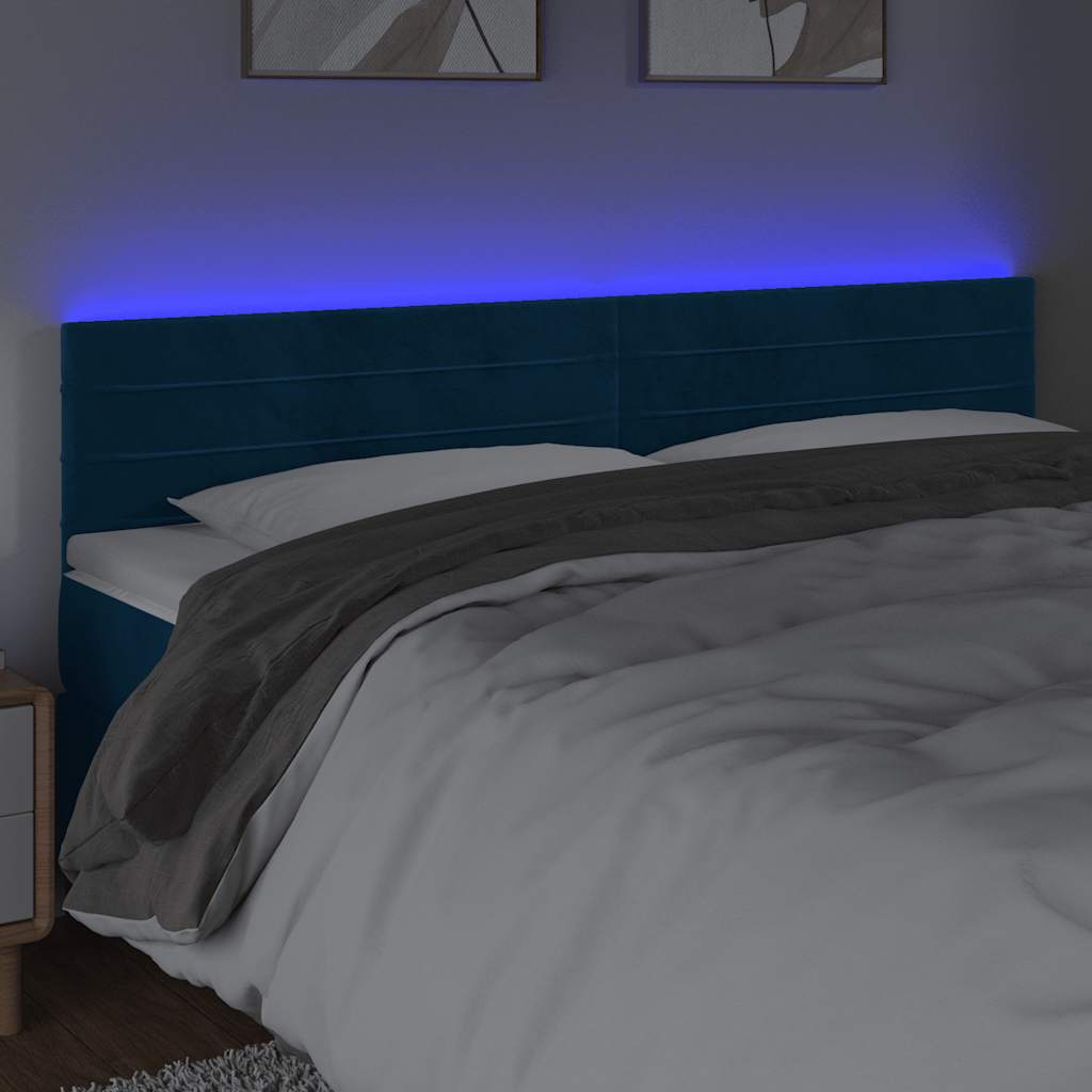 LED uzglavlje tamnoplavo 160x5x78/88 cm baršunasto