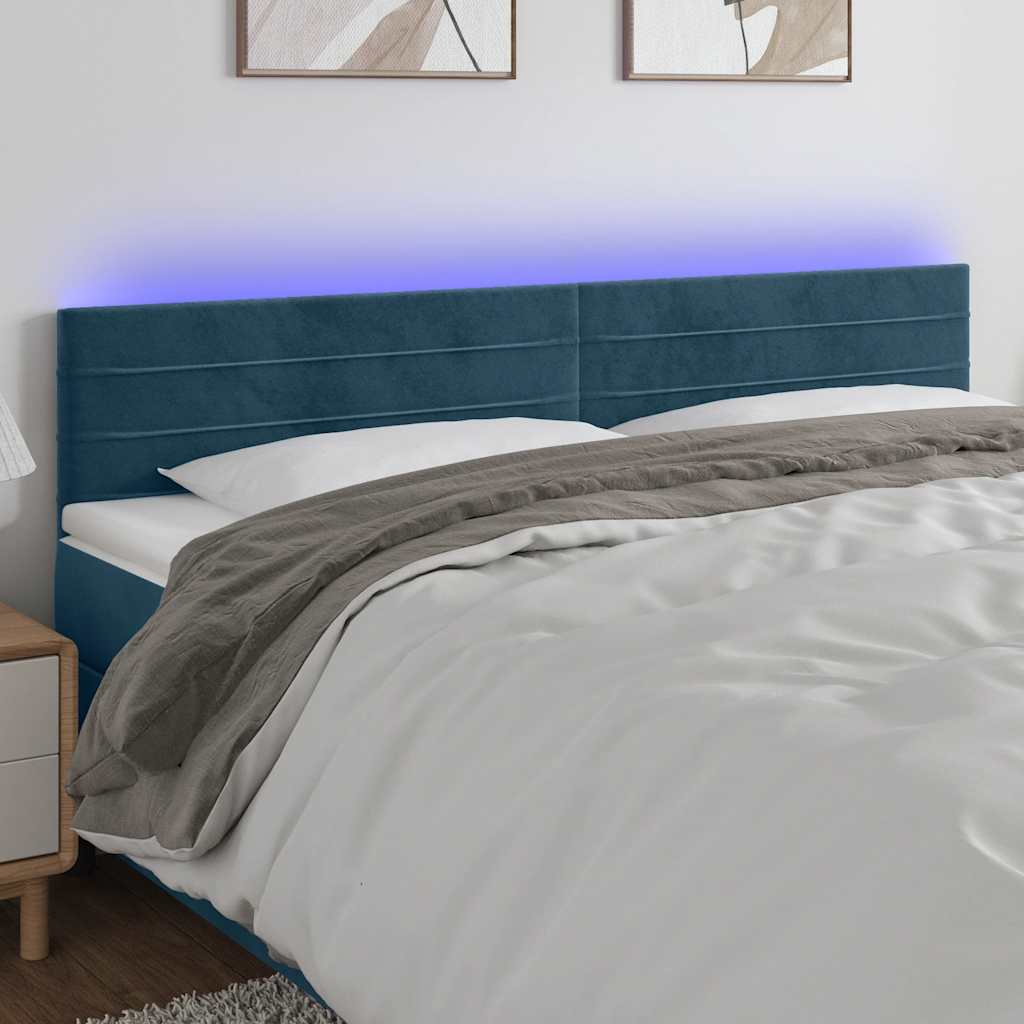 LED uzglavlje tamnoplavo 160x5x78/88 cm baršunasto