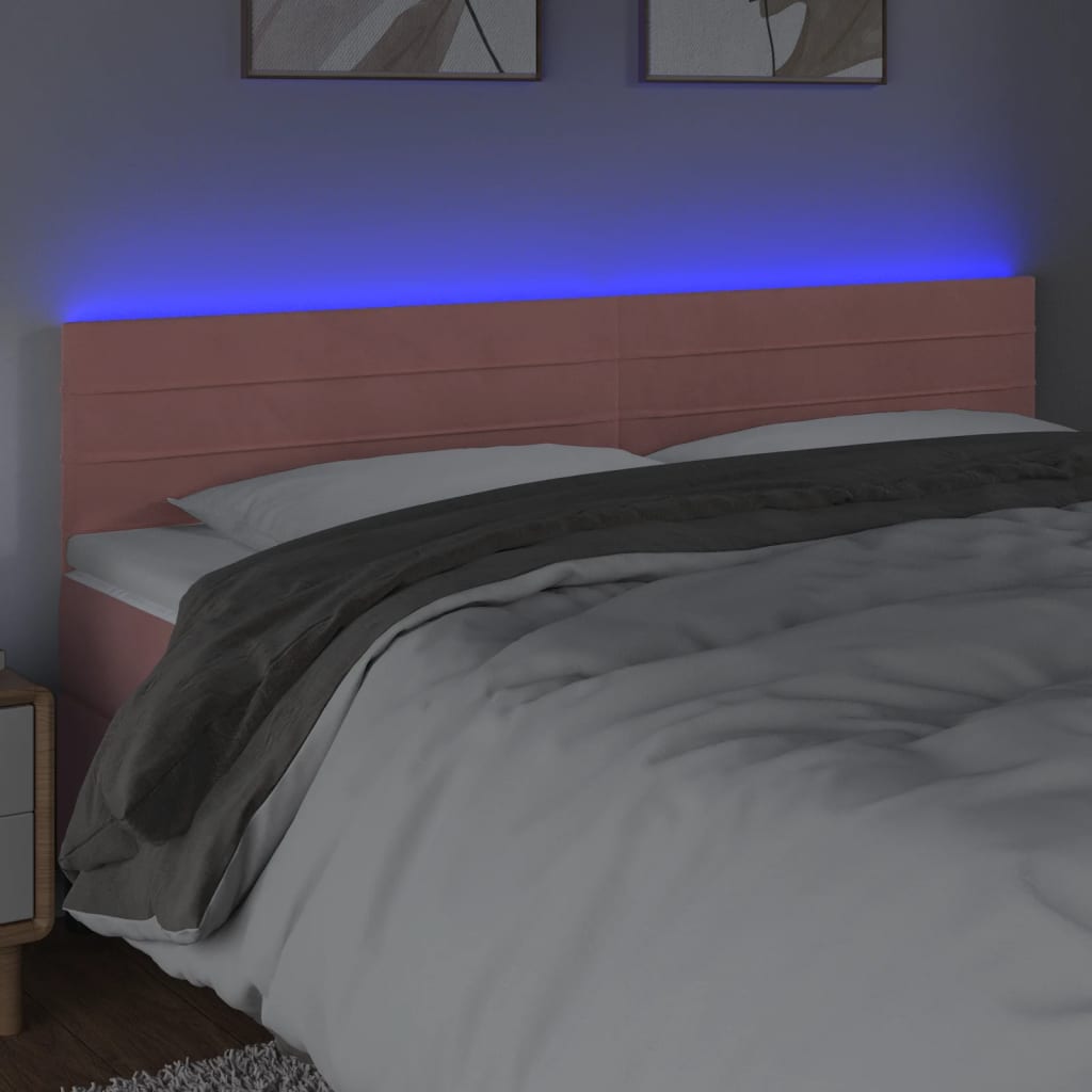 LED uzglavlje ružičasto 160x5x78/88 cm baršunasto