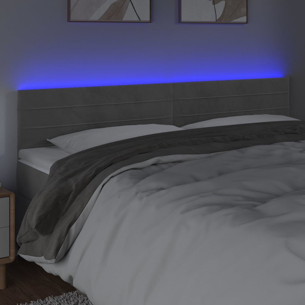 LED uzglavlje svjetlosivo 180x5x78/88 cm baršunasto