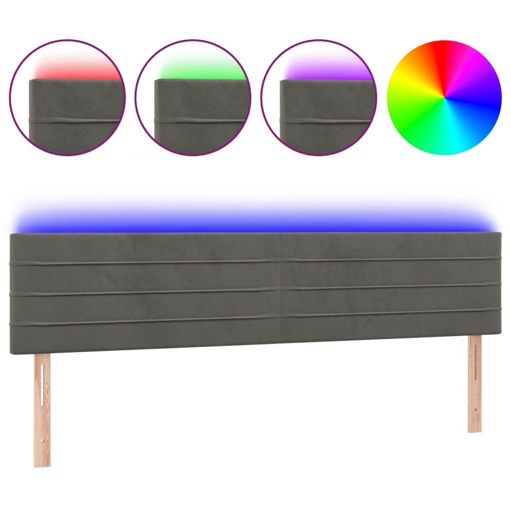 LED uzglavlje tamnosivo 180x5x78/88 cm baršunasto