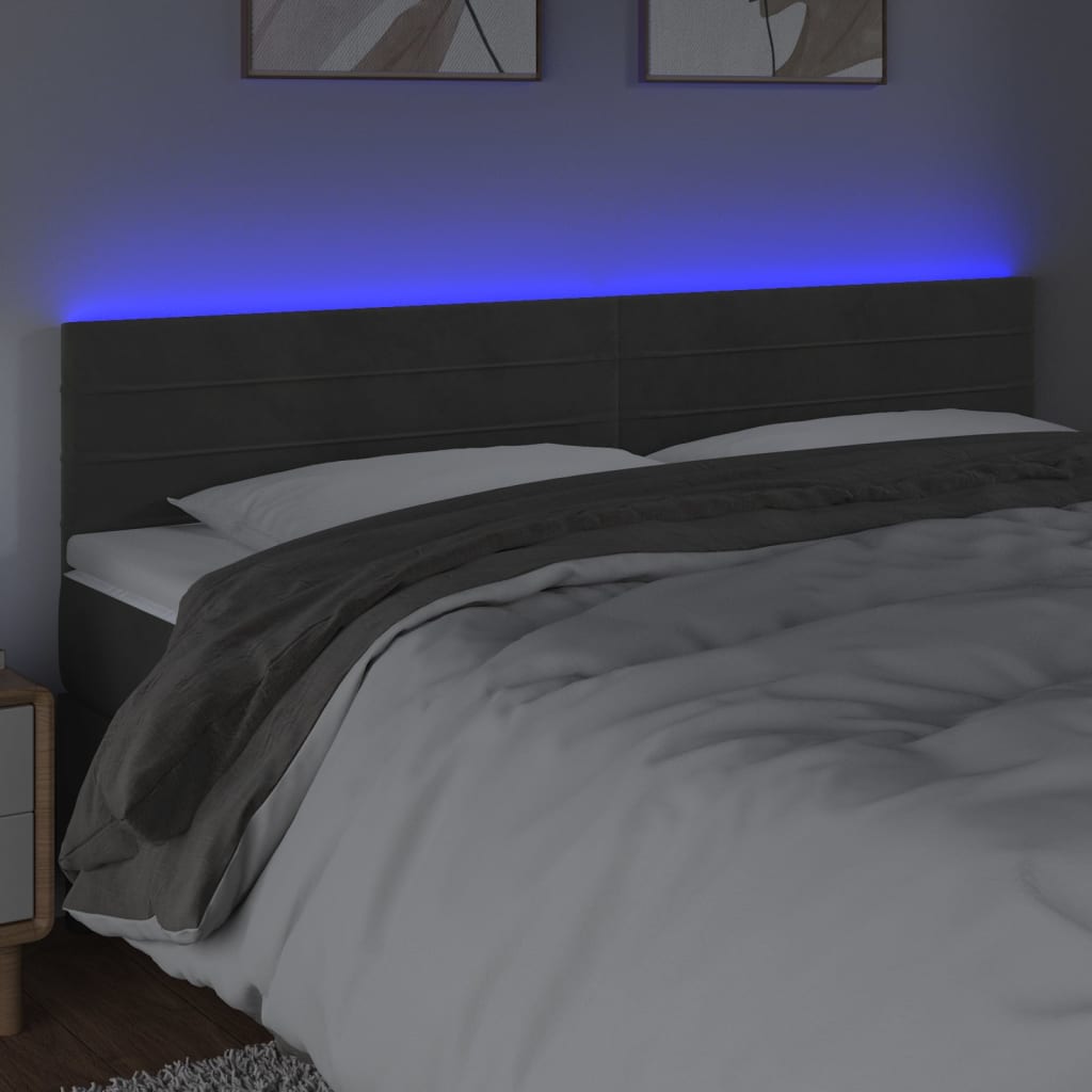 LED uzglavlje tamnosivo 180x5x78/88 cm baršunasto