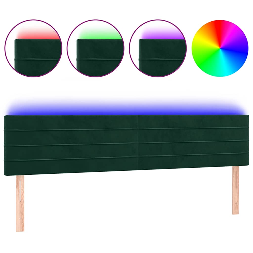 LED uzglavlje tamnozeleno 180x5x78/88 cm baršunasto