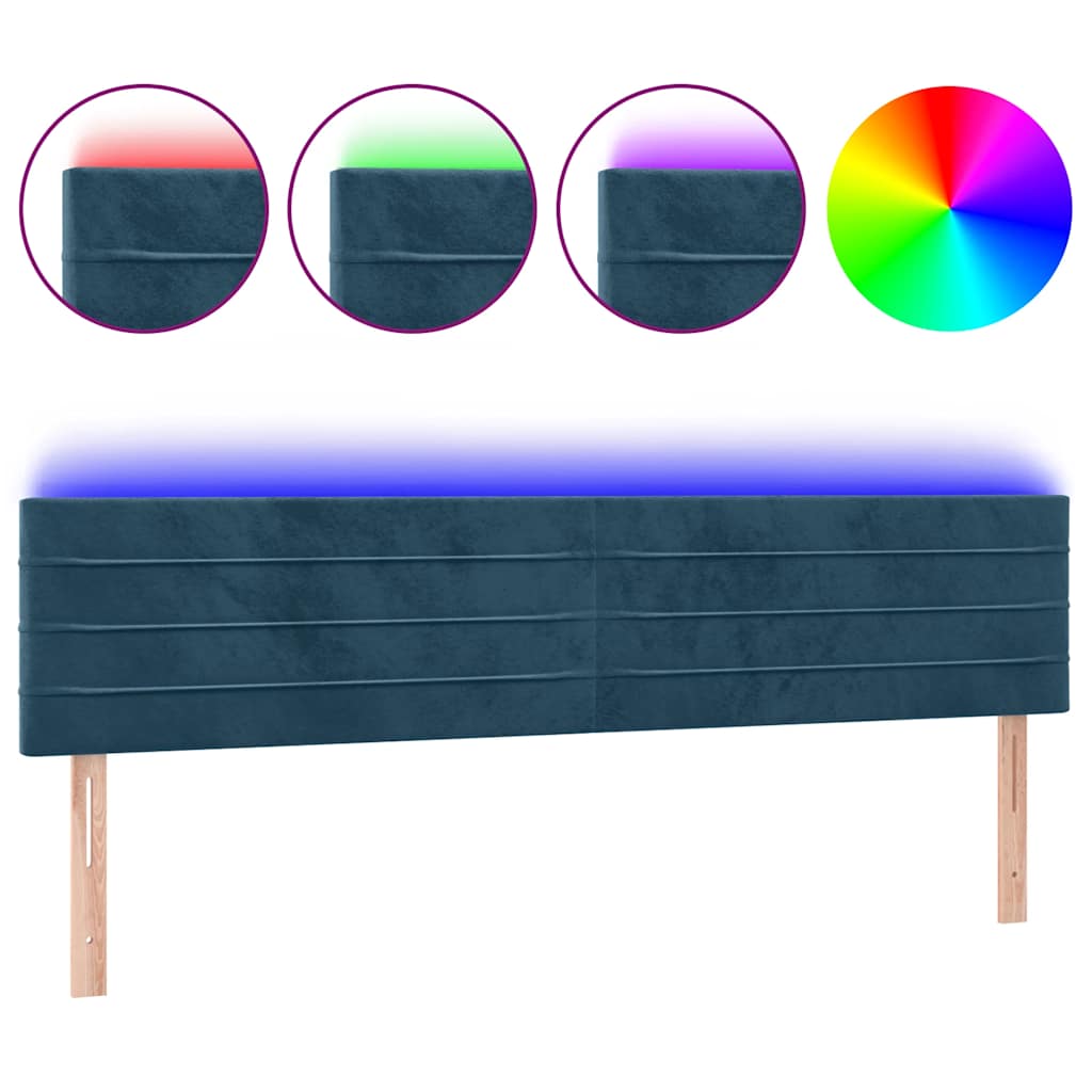 LED uzglavlje tamnoplavo 180x5x78/88 cm baršunasto