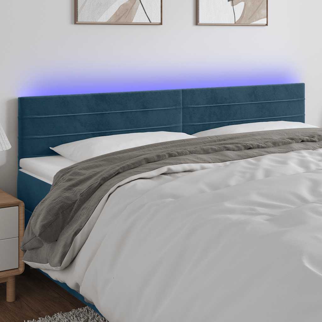 LED uzglavlje tamnoplavo 180x5x78/88 cm baršunasto