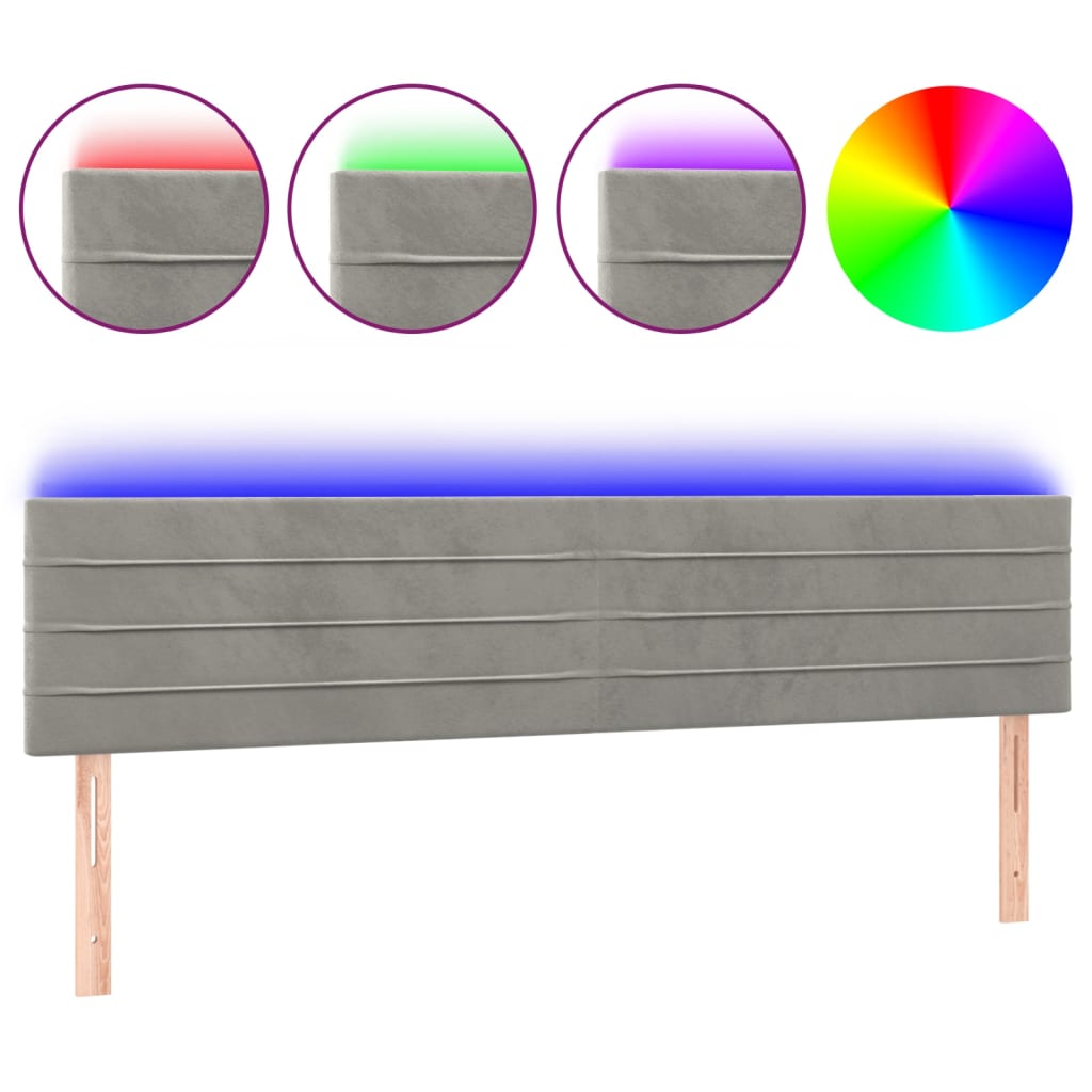 LED uzglavlje svjetlosivo 200x5x78/88 cm baršunasto