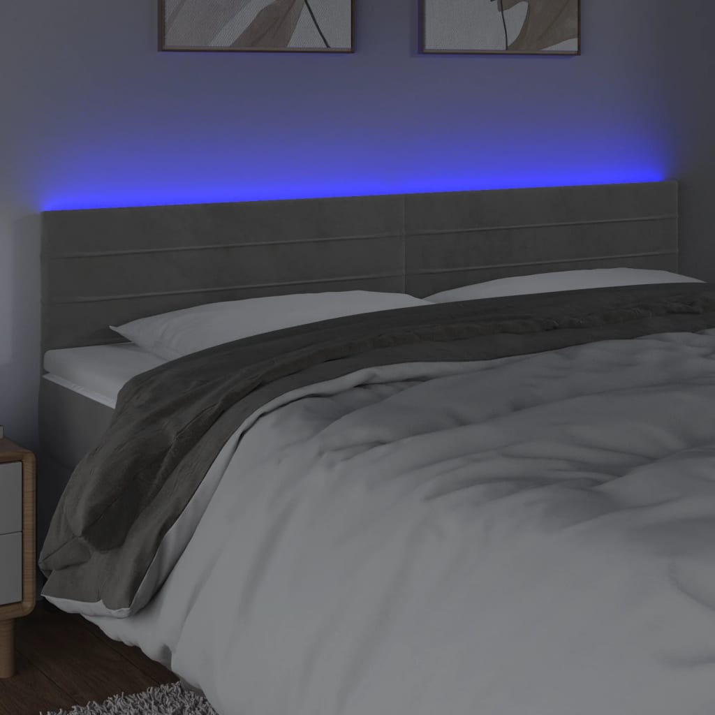 LED uzglavlje svjetlosivo 200x5x78/88 cm baršunasto