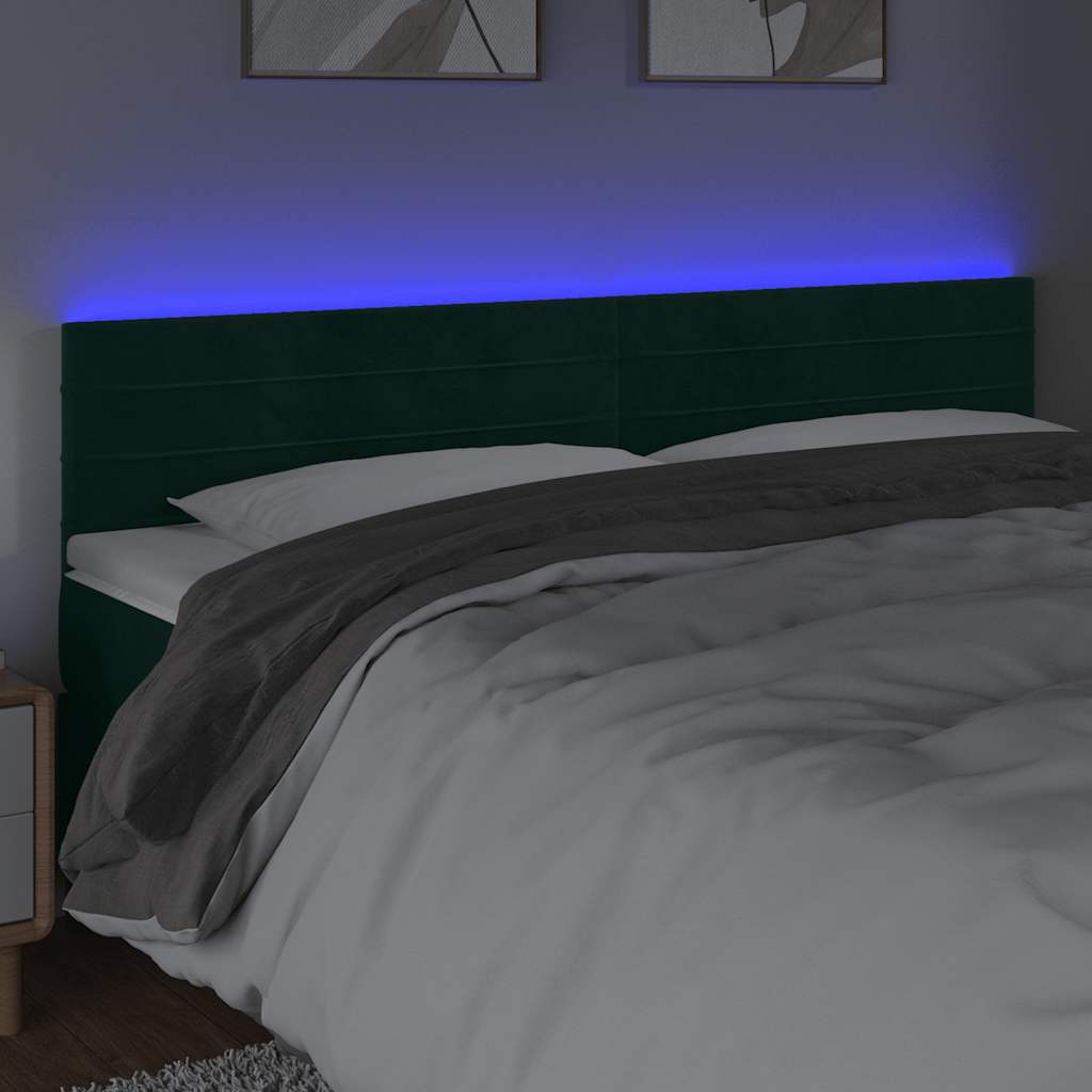 LED uzglavlje tamnozeleno 200x5x78/88 cm baršunasto